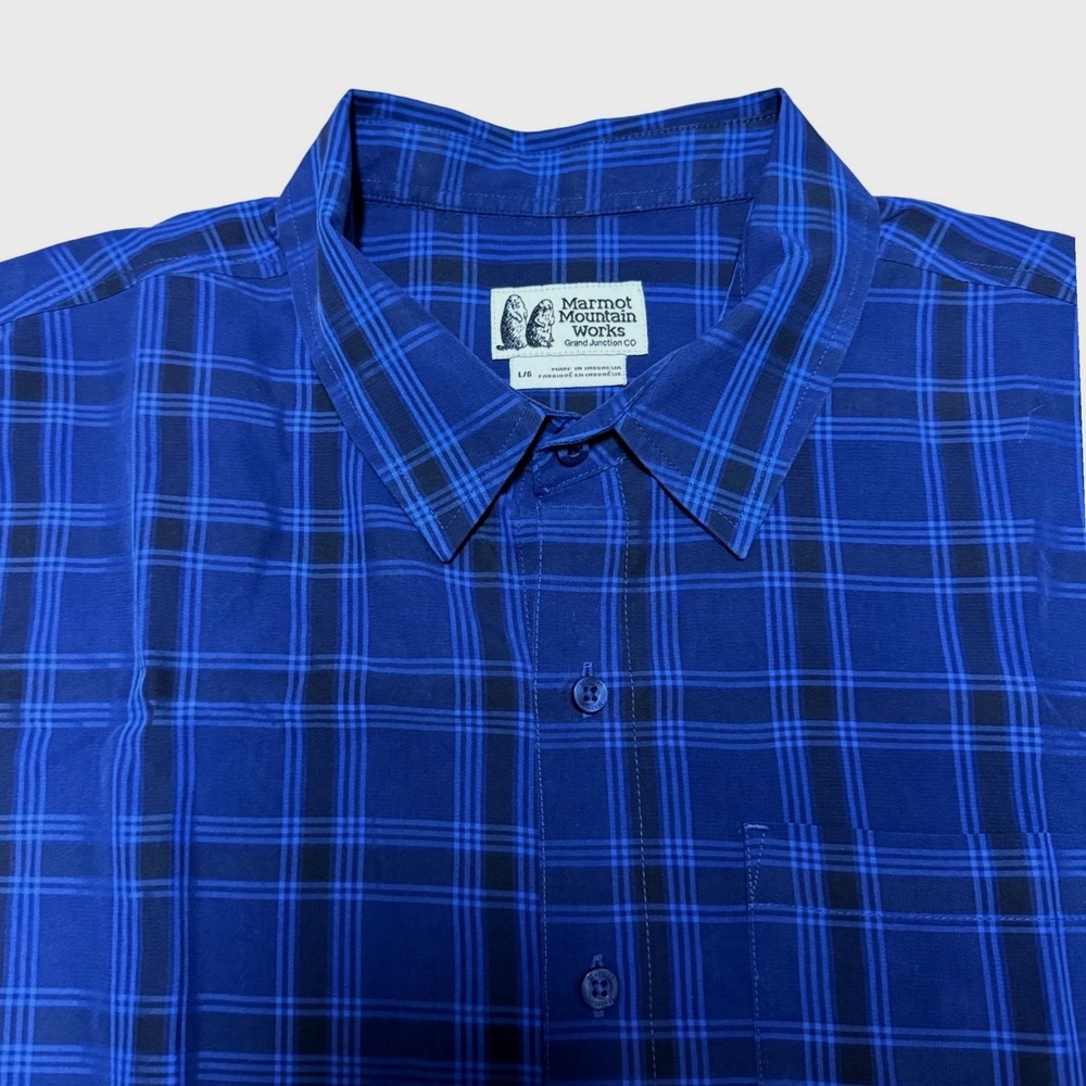 Marmot (Blue) Plaid Short Sleeve Button Down Shirt Mens Large‎